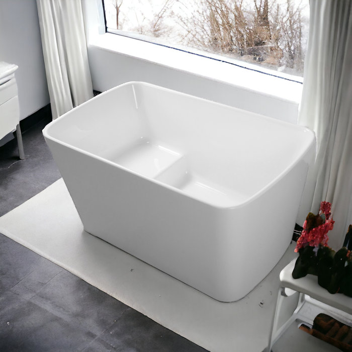 KISRAIS 49"L x 28"W CUPC Certified Freestanding Soaking Acrylic Small